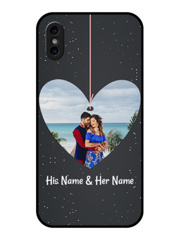 Custom iPhone XS Custom Metal Phone Case - Hanging Heart Design