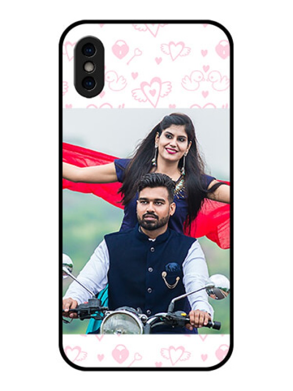 Custom iPhone XS Custom Metal Phone Case - Pink Flying Heart Design