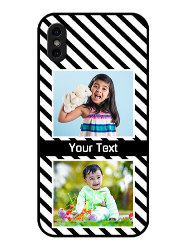 Custom iPhone XS Custom Metal Phone Case - Black And White Stripes Design