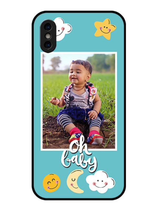 Custom iPhone XS Custom Metal Phone Case - Smiley Kids Stars Design