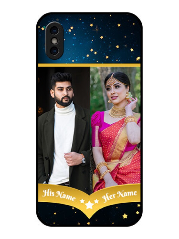 Custom iPhone XS Custom Metal Phone Case - Galaxy Stars Backdrop Design