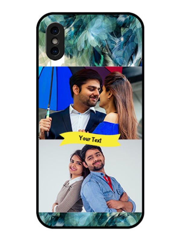 Custom iPhone XS Custom Metal Phone Case - Image With Boho Peacock Feather Design