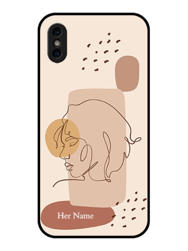 Custom iPhone XS Custom Metal Phone Case - Calm Woman Line Art Design