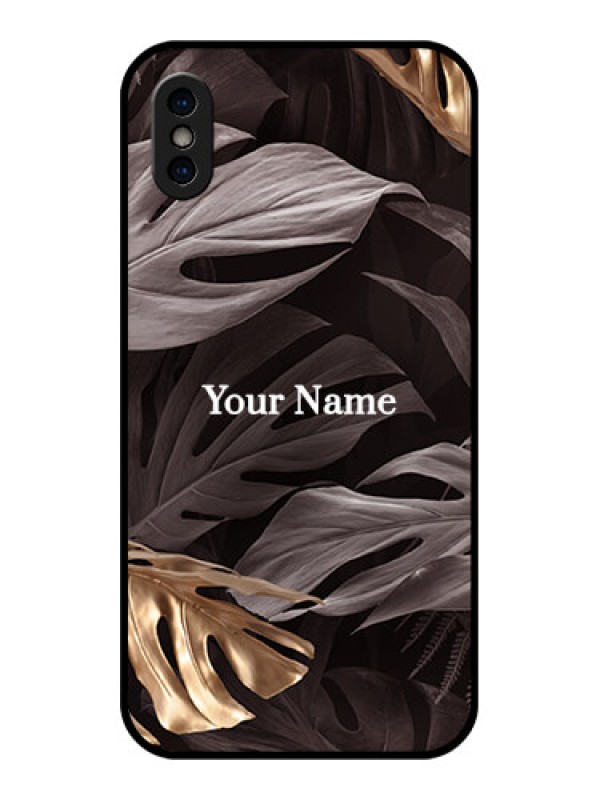 Custom iPhone XS Custom Metal Phone Case - Wild Leaves Digital Paint Design