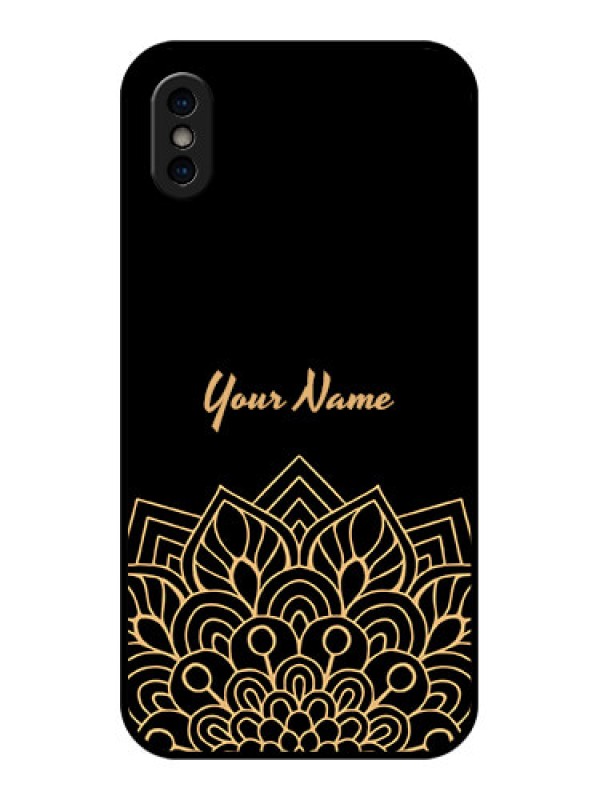 Custom iPhone XS Custom Metal Phone Case - Golden Mandala Design