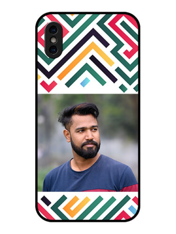 Custom iPhone XS Custom Metal Phone Case - Colorful Maze Pattern Design