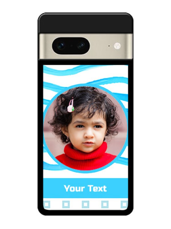 Custom Google Pixel 7 5G Custom Metal Phone CaseSimple Blue Case Design