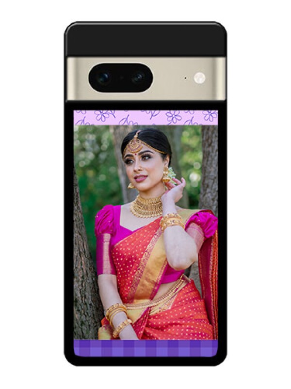 Custom Google Pixel 7 5G Custom Metal Phone CasePurple Floral Design