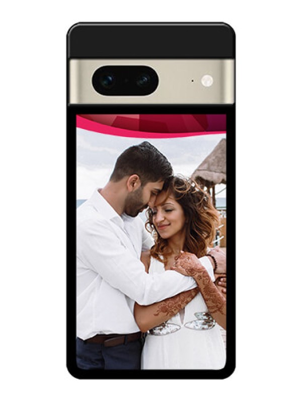 Custom Google Pixel 7 5G Custom Metal Phone CaseRed Abstract Design