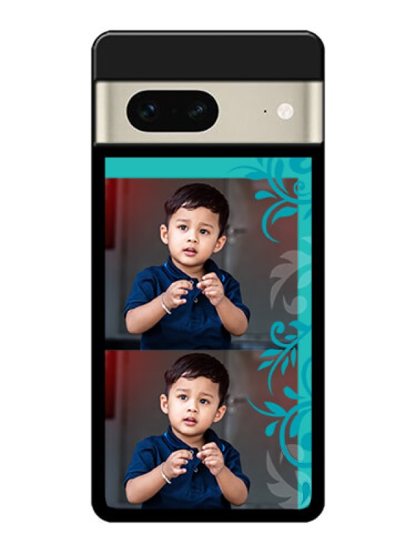 Custom Google Pixel 7 5G Custom Metal Phone CaseWith Photo And Green Floral Design