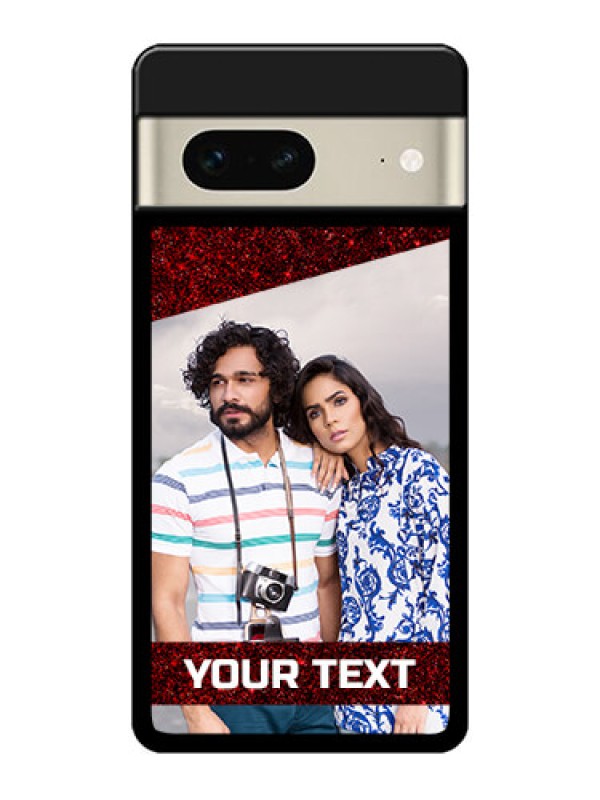 Custom Google Pixel 7 5G Custom Metal Phone CaseImage Holder With Glitter Strip Design