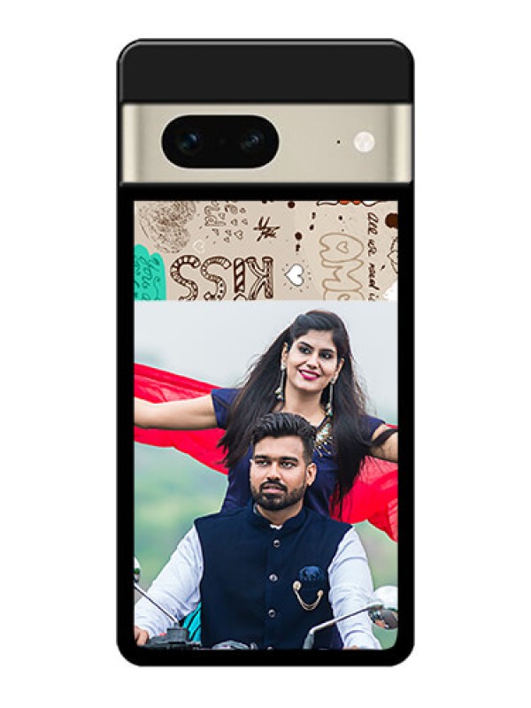 Custom Google Pixel 7 5G Custom Metal Phone CaseLove Doodle Pattern
