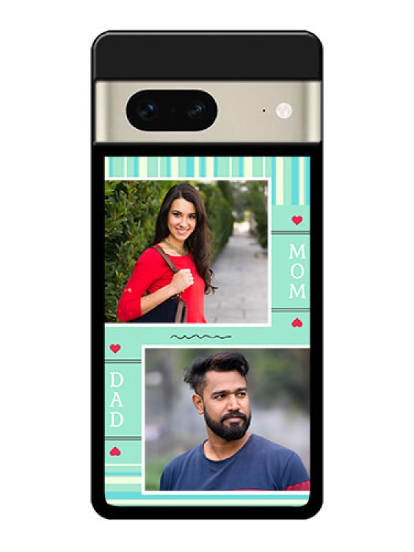 Custom Google Pixel 7 5G Custom Metal Phone CaseMom and Dad Pic Design