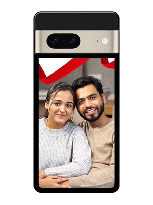 Custom Google Pixel 7 5G Custom Metal Phone CaseRed Ribbon Frame Design