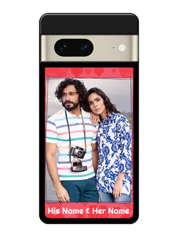 Custom Google Pixel 7 5G Custom Metal Phone CaseWith Red Heart Symbols Design