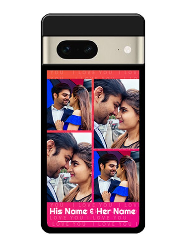 Custom Google Pixel 7 5G Custom Metal Phone CaseI Love You Pink Design