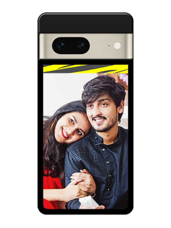 Custom Google Pixel 7 5G Custom Metal Phone CaseYellow Abstract Design