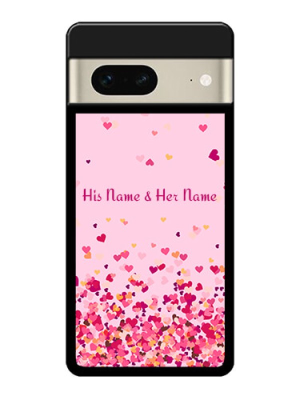 Custom Google Pixel 7 5G Custom Metal Phone CaseFloating Hearts Design