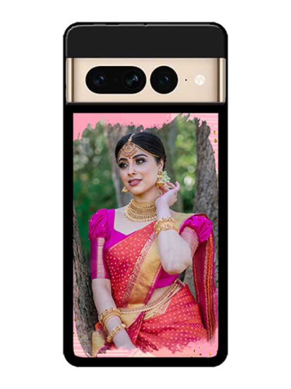 Custom Google Pixel 7 Pro 5G Custom Metal Phone CaseGold Glitter Splash Design