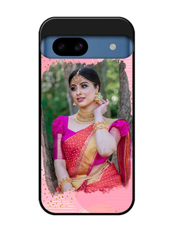 Custom Google Pixel 8A 5G Custom Metal Phone CaseGold Glitter Splash Design