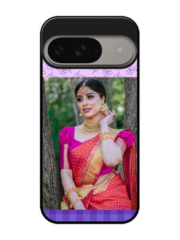 Custom Google Pixel 9 5G Custom Metal Phone Case - Purple Floral Design