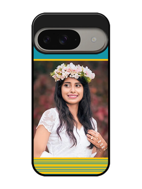 Custom Google Pixel 9 5G Custom Metal Phone Case - Yellow and Blue Design