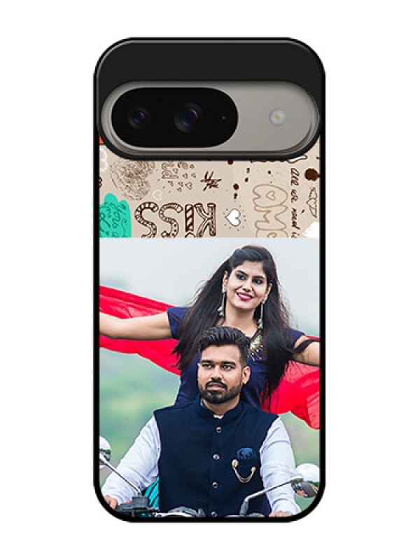 Custom Google Pixel 9 5G Custom Metal Phone Case - Love Doodle Pattern
