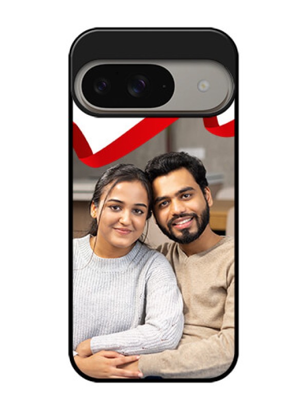 Custom Google Pixel 9 5G Custom Metal Phone Case - Red Ribbon Frame Design
