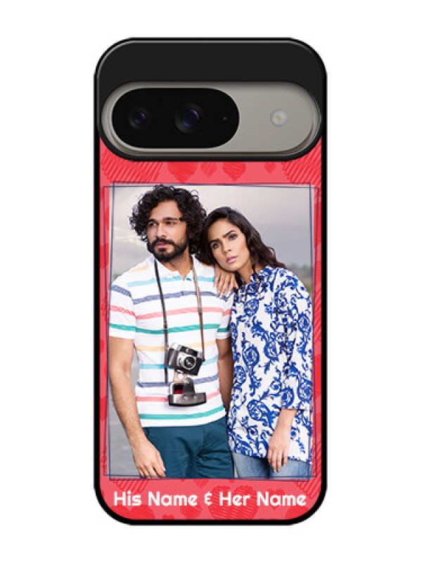 Custom Google Pixel 9 5G Custom Metal Phone Case - With Red Heart Symbols Design