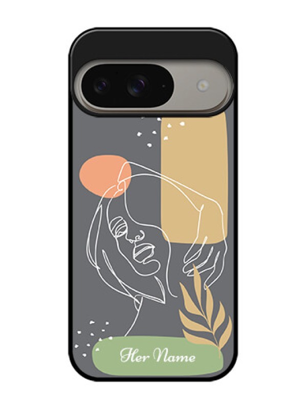 Custom Google Pixel 9 5G Custom Metal Phone Case - Gazing Woman Line Art Design