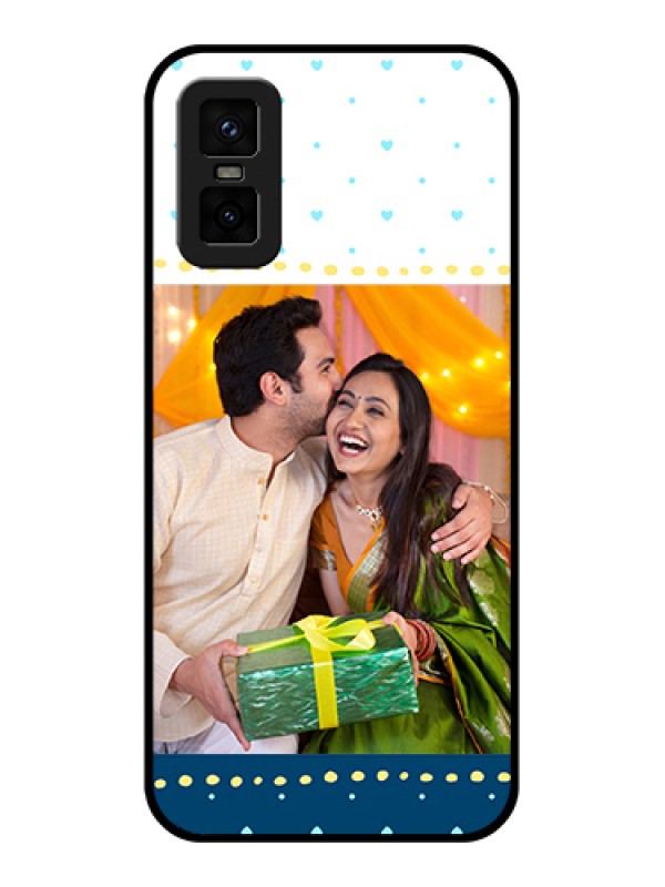 Custom infinix-gt-30-pro-5g Custom Metal Phone Case - White And Blue Abstract Design