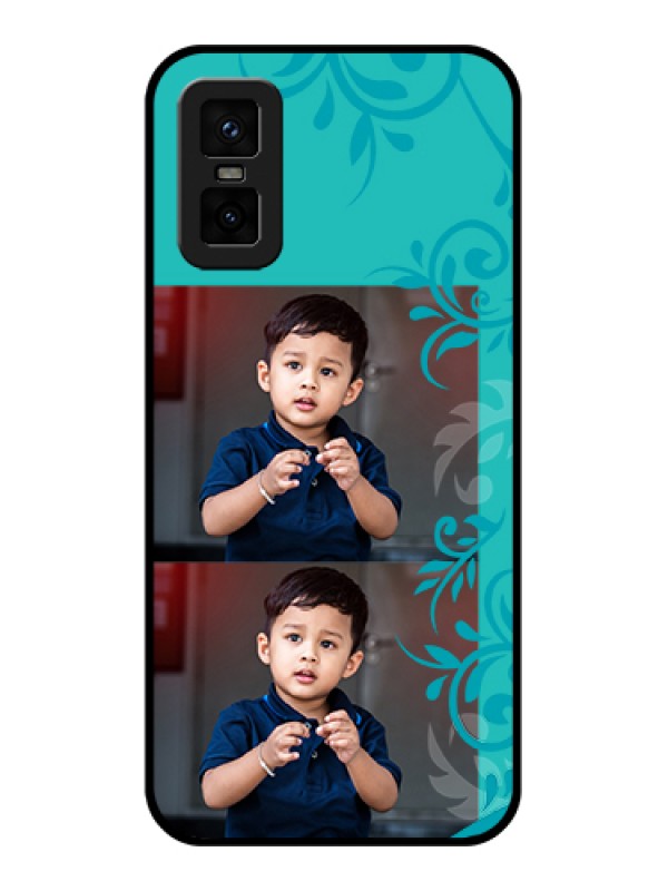 Custom infinix-gt-30-pro-5g Custom Metal Phone Case - With Photo And Green Floral Design