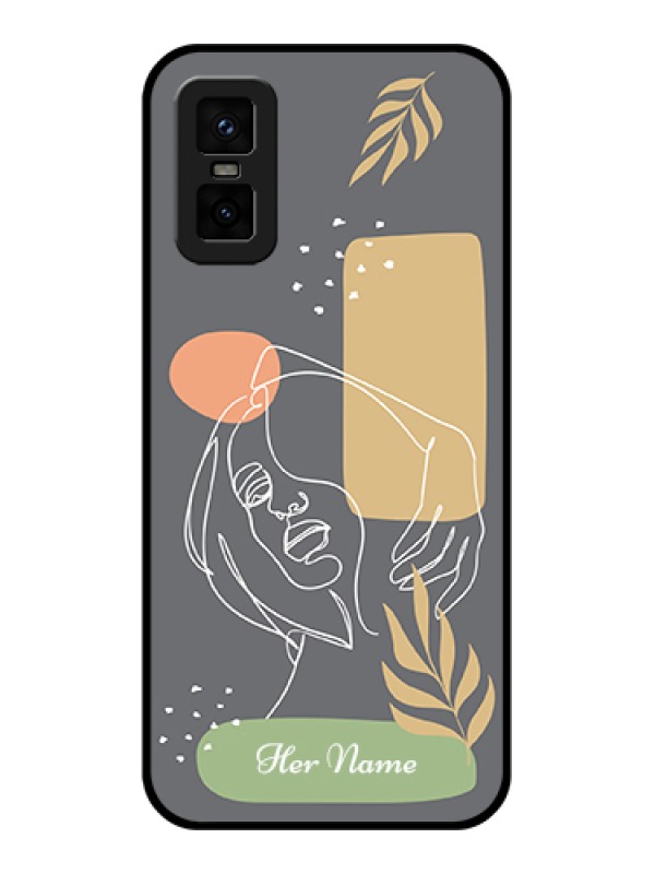 Custom infinix-gt-30-pro-5g Custom Metal Phone Case - Gazing Woman Line Art Design