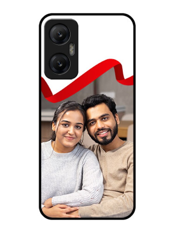 Custom Infinix Hot 20 5G Custom Metal Phone CaseRed Ribbon Frame Design