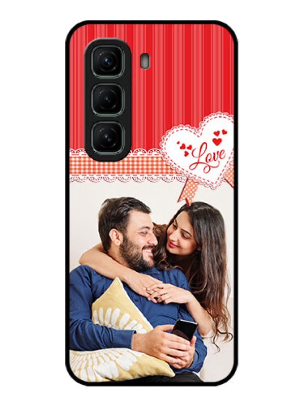 Custom Infinix Hot 50 5G Custom Metal Phone CaseRed Love Pattern Design