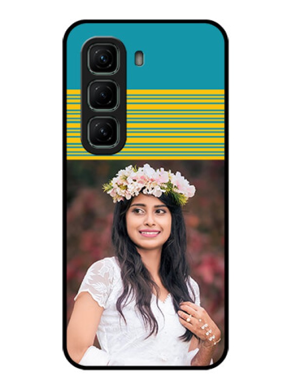 Custom Infinix Hot 50 5G Custom Metal Phone CaseYellow and Blue Design