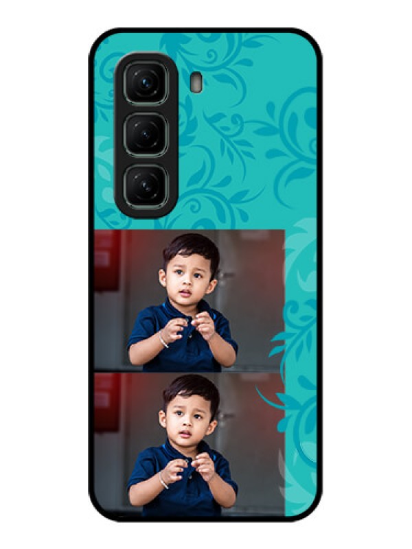 Custom Infinix Hot 50 5G Custom Metal Phone CaseWith Photo And Green Floral Design