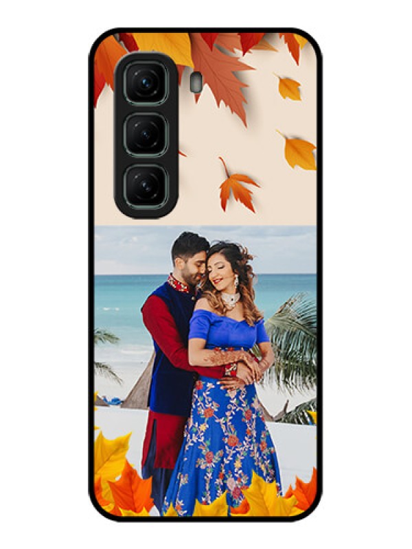 Custom Infinix Hot 50 5G Custom Metal Phone CaseAutumn Maple Leaves Design