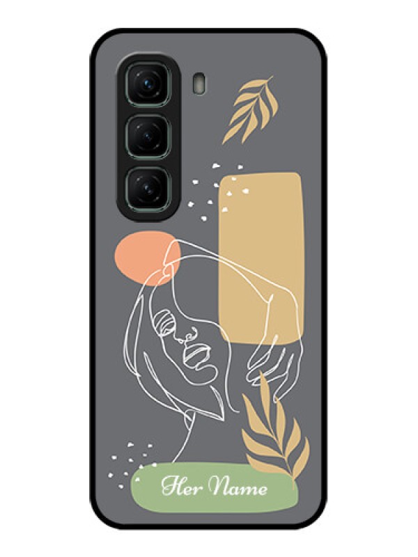 Custom Infinix Hot 50 5G Custom Metal Phone CaseGazing Woman Line Art Design
