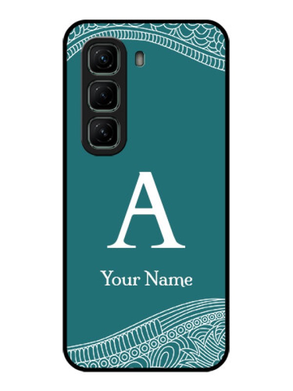 Custom Infinix Hot 50 5G Custom Metal Phone CaseLine Art Pattern With Custom Name Design