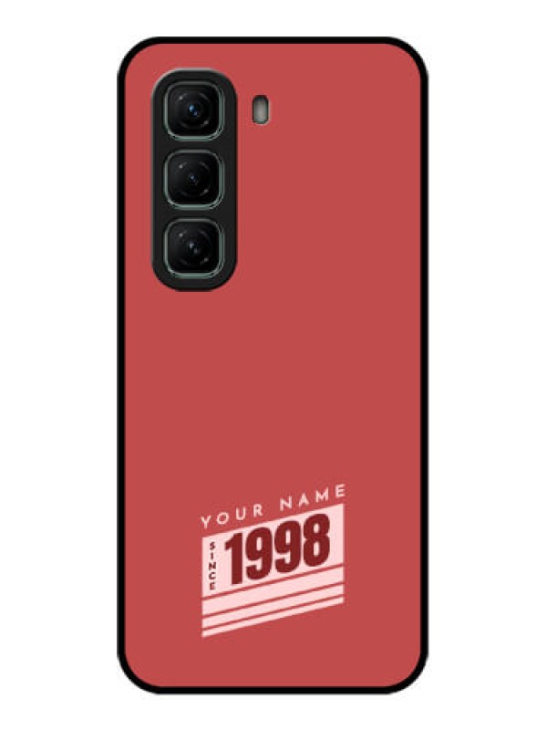 Custom Infinix Hot 50 5G Custom Metal Phone CaseRed Custom Year Of Birth Design