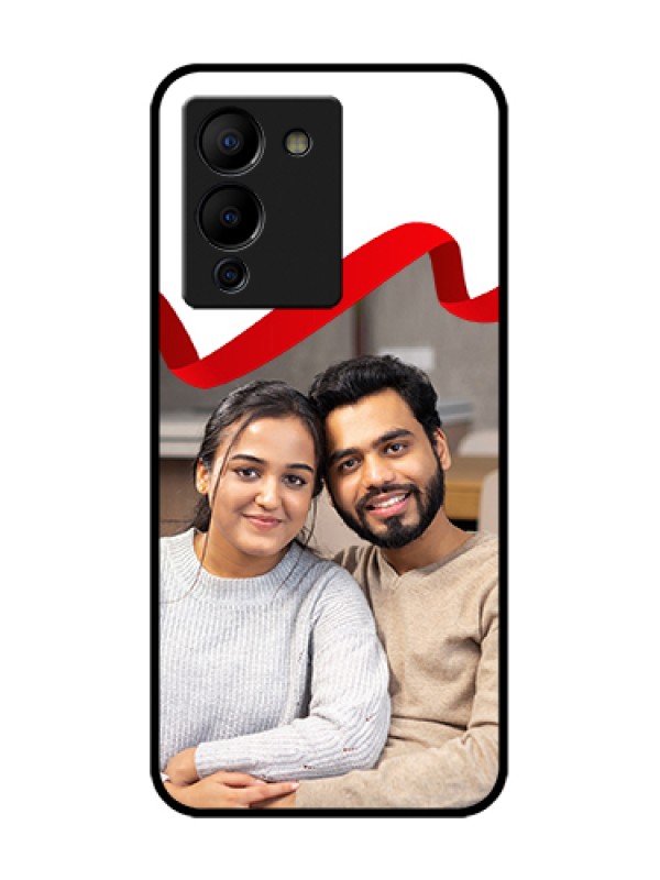 Custom Infinix Note 12 Turbo Custom Metal Phone Case - Red Ribbon Frame Design