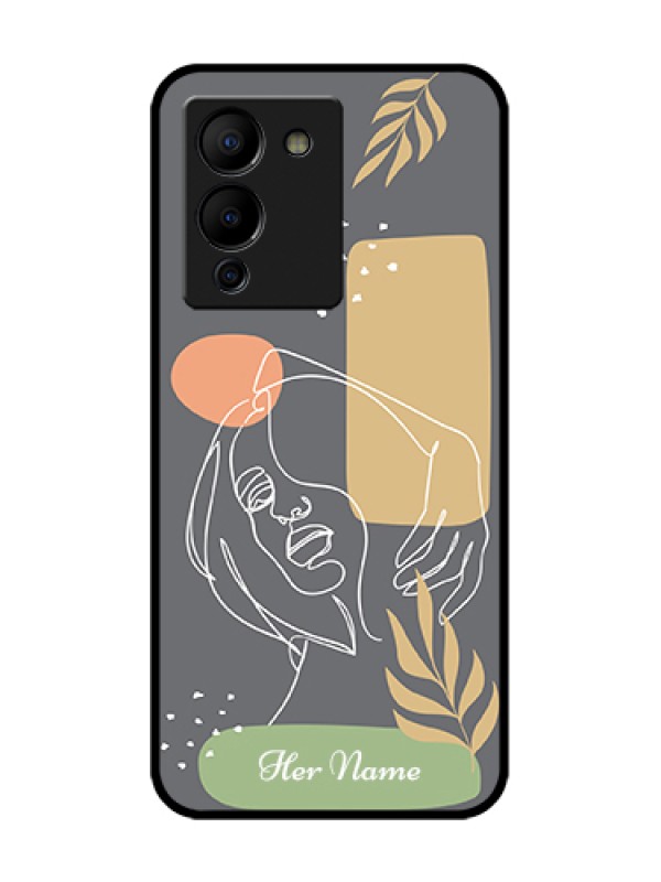 Custom Infinix Note 12 Turbo Custom Metal Phone Case - Gazing Woman Line Art Design