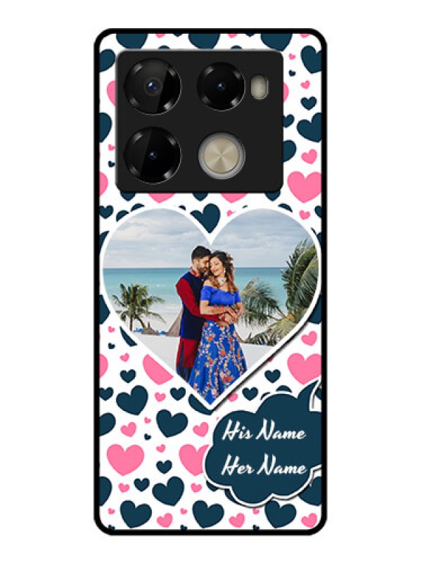 Custom Infinix Note 40 Pro Plus 5G Custom Metal Phone Case - Pink and Blue Heart Design