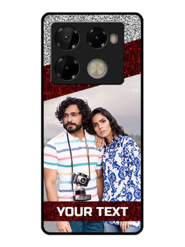 Custom Infinix Note 40 Pro Plus 5G Custom Metal Phone Case - Image Holder With Glitter Strip Design