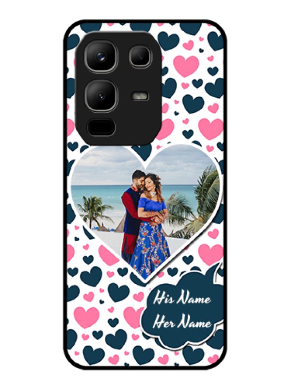 Custom Infinix Note 50x 5G Custom Metal Phone Case - Pink & Blue Heart Design