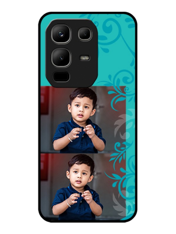 Custom Infinix Note 50x 5G Custom Metal Phone Case - With Photo And Green Floral Design