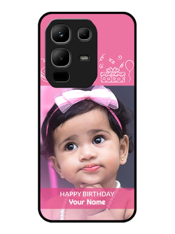 Custom Infinix Note 50x 5G Custom Metal Phone Case - With Birthday Line Art Design