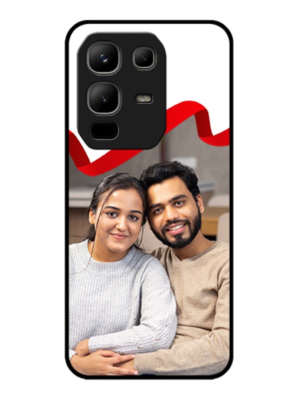 Custom Infinix Note 50x 5G Custom Metal Phone Case - Red Ribbon Frame Design