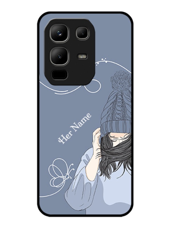 Custom Infinix Note 50x 5G Custom Metal Phone Case - Girl In Winter Outfit Design